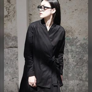 Marigold Shadows Black Long Sleeve Shirt Womens